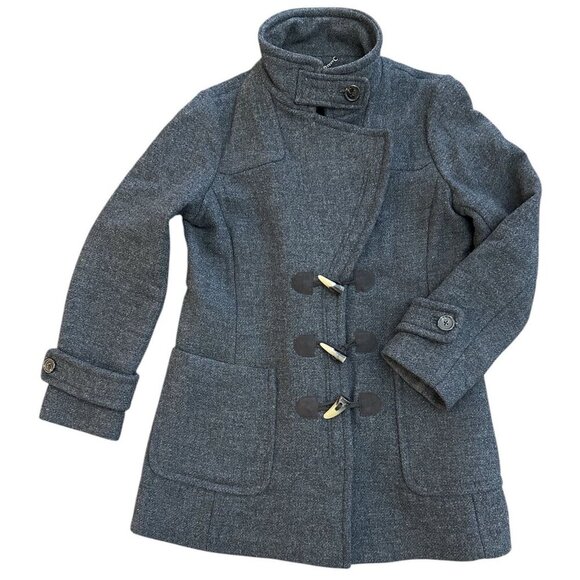 Banana Republic Wool Blend Toggle Coat Women’s Medium Gray Cross Zipper - Picture 1 of 8